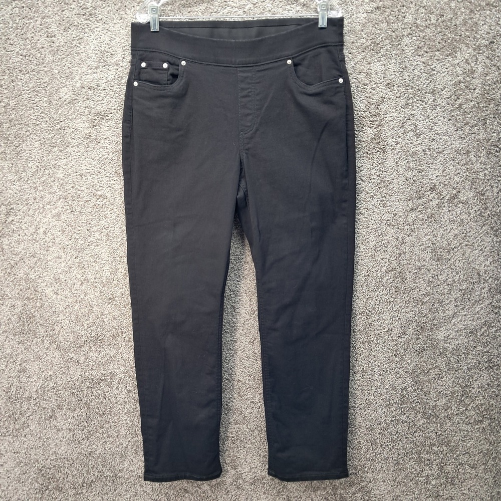 Denim & Co Womens Black Pull On Elastic Waist Five Pocket Pants